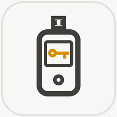 画面に鍵が表示されたUSBデバイスの絵